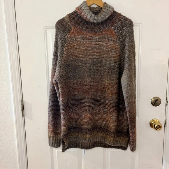 Prana Woman's Chucky Knit Muti Autum Rein Turtleneck Sweater Sz XL - Picture 1 of 8